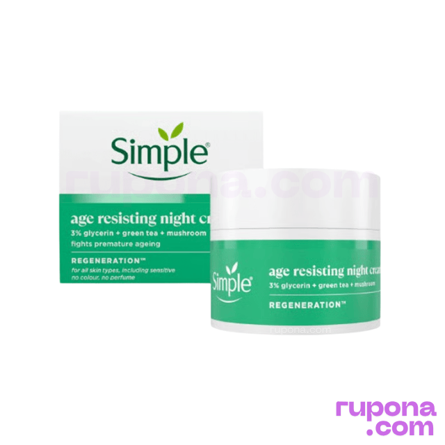 Simple Age Resisting Night Cream with Glycerin Green Tea and Mushroom 50ml prife in BD.